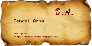 Dencsi Anna névjegykártya