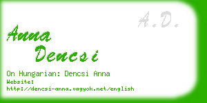 anna dencsi business card